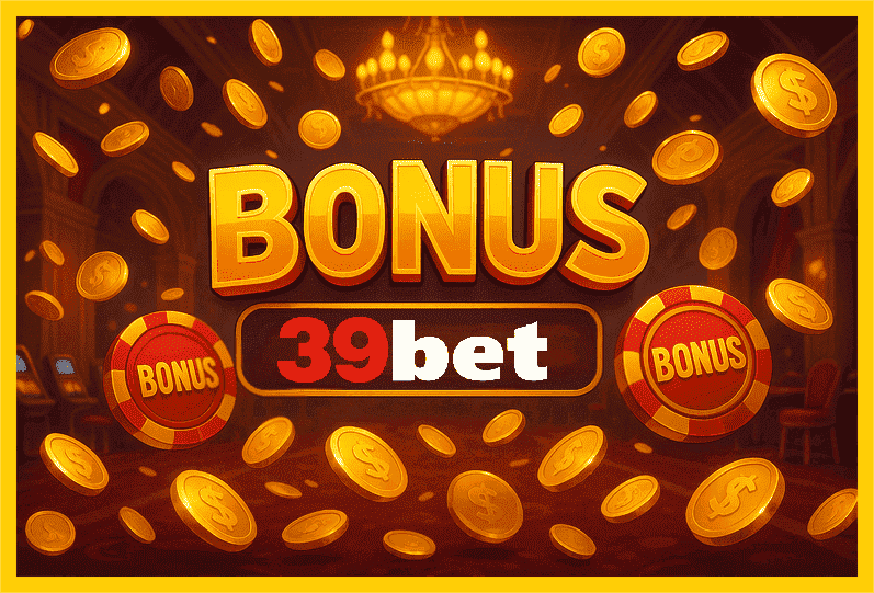 Imagem promovendo bônus 39BET com recompensas imperdíveis.